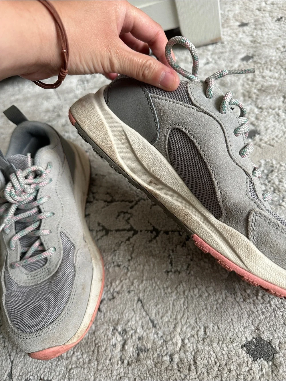 Columbia‎ Gray Suede & Mesh Sneakers with Pink Accent